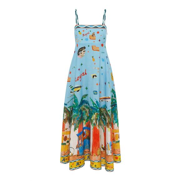 ❤️ALÉMAIS Blue Tropical Print Maxi Dress❤️